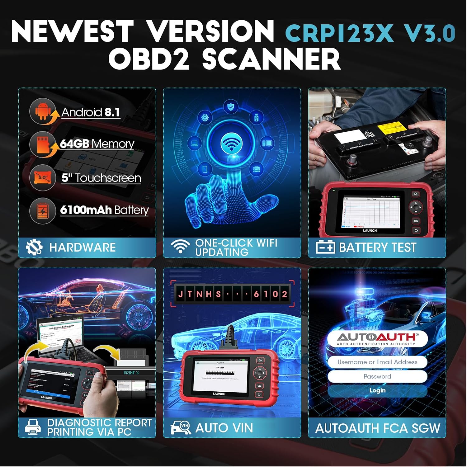 Detalle de LAUNCH CRP123X V3.0 Diagnostic Tool: Comprehensive OBD2 Scanner for All Cars & Brands