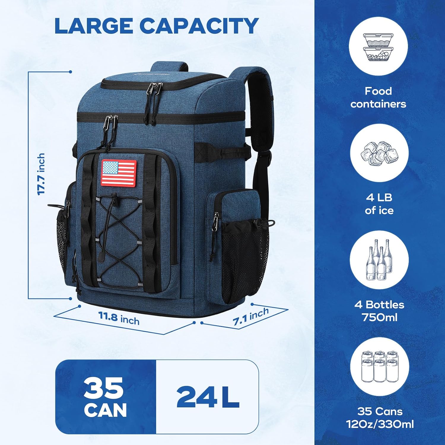 Detalle 2 de Maelstrom MSCBP03 35-Can Insulated Cooler Backpack, 24L PEVA Liner