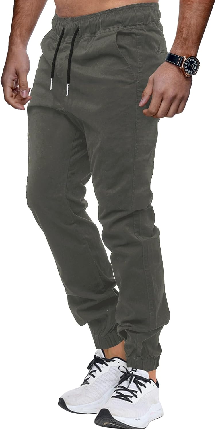 Thumbnail 2 de VMSUCIJ Herren Chino Cargo Hose aus Baumwolle – Jogginghose mit elastischem Bund, Kordelzug und Taschen