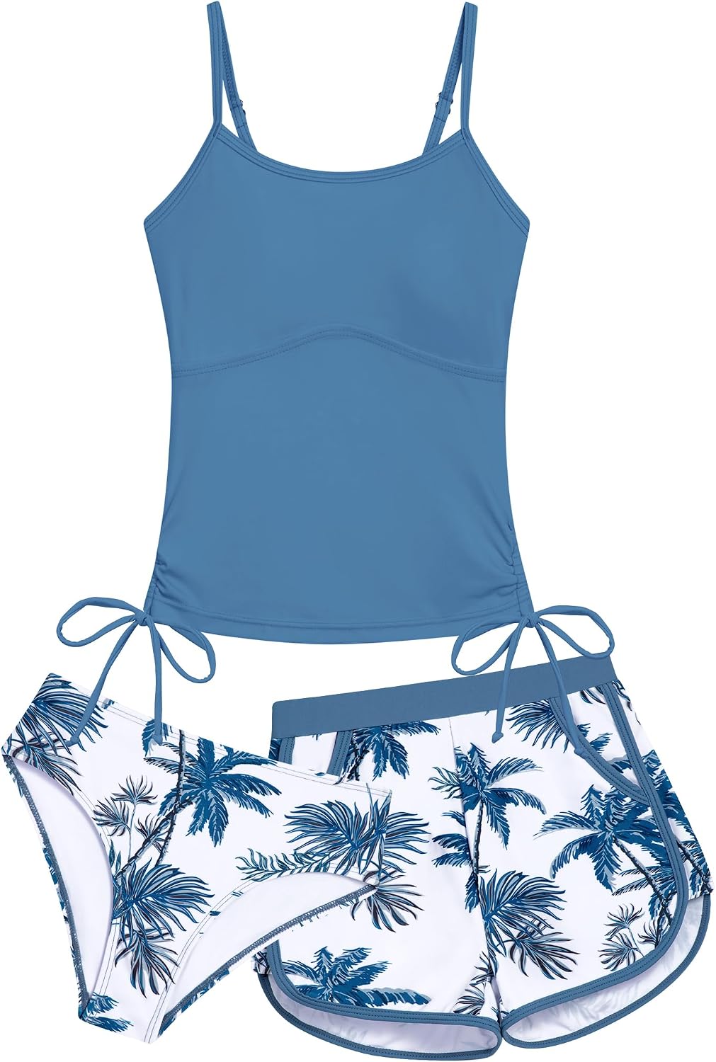 Detalle de Seanrui 3-Piece Girls Tankini Swimwear with Pockets (8Y–16Y) – Fun Print Swimsuit Set