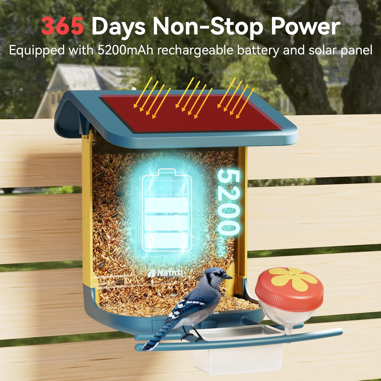 Thumbnail 4 de 2K Bird Feeder with Camera: Solar Powered, AI Bird ID, 1.8L Capacity, IP65 Weatherproof
