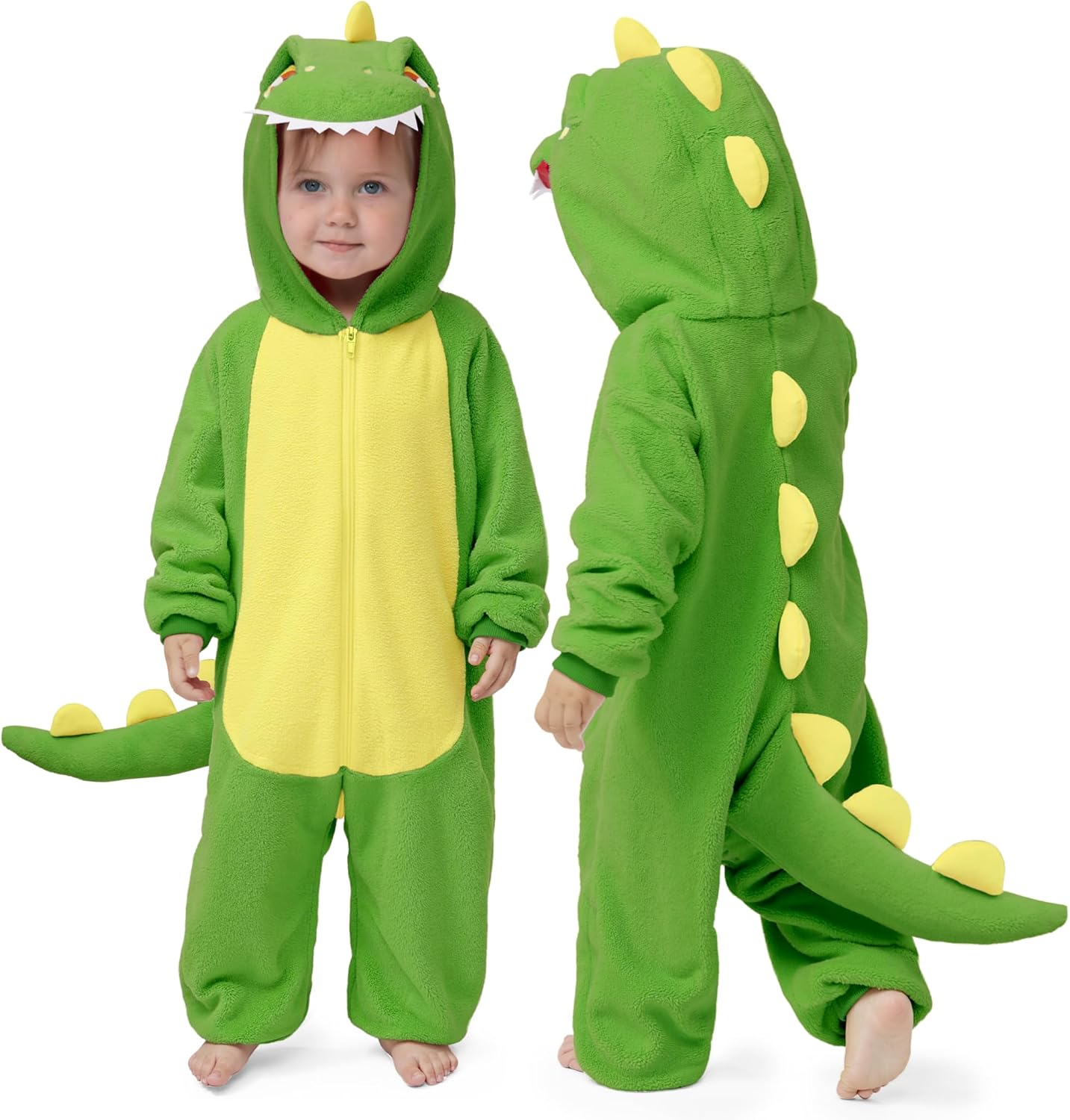 Thumbnail 6 de Spooktacular Creations Baby Dinosaur Costume, Pink Hooded Zipper Jumpsuit