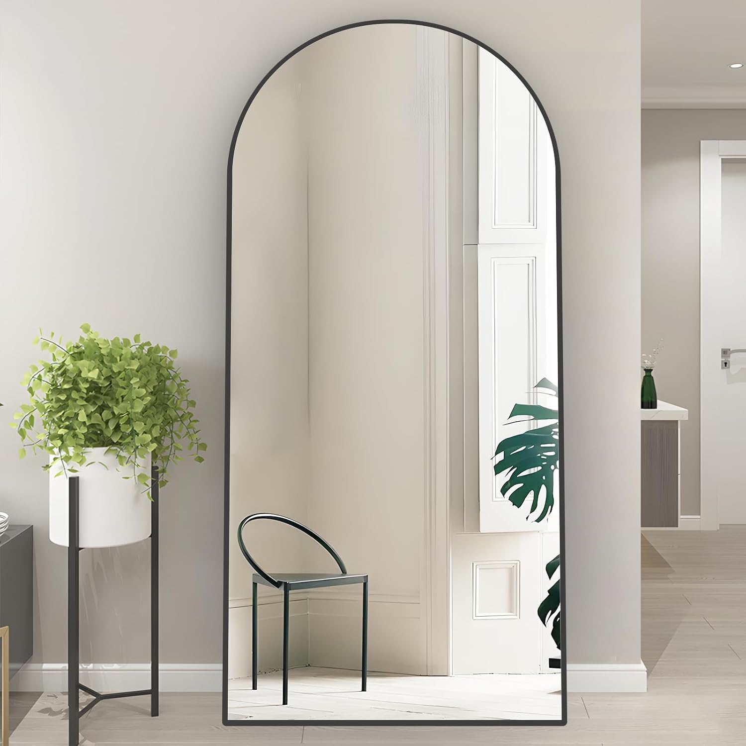 Thumbnail 6 de NEUWEABY Arched Floor Mirror, 65" x 24", Black Aluminum Frame