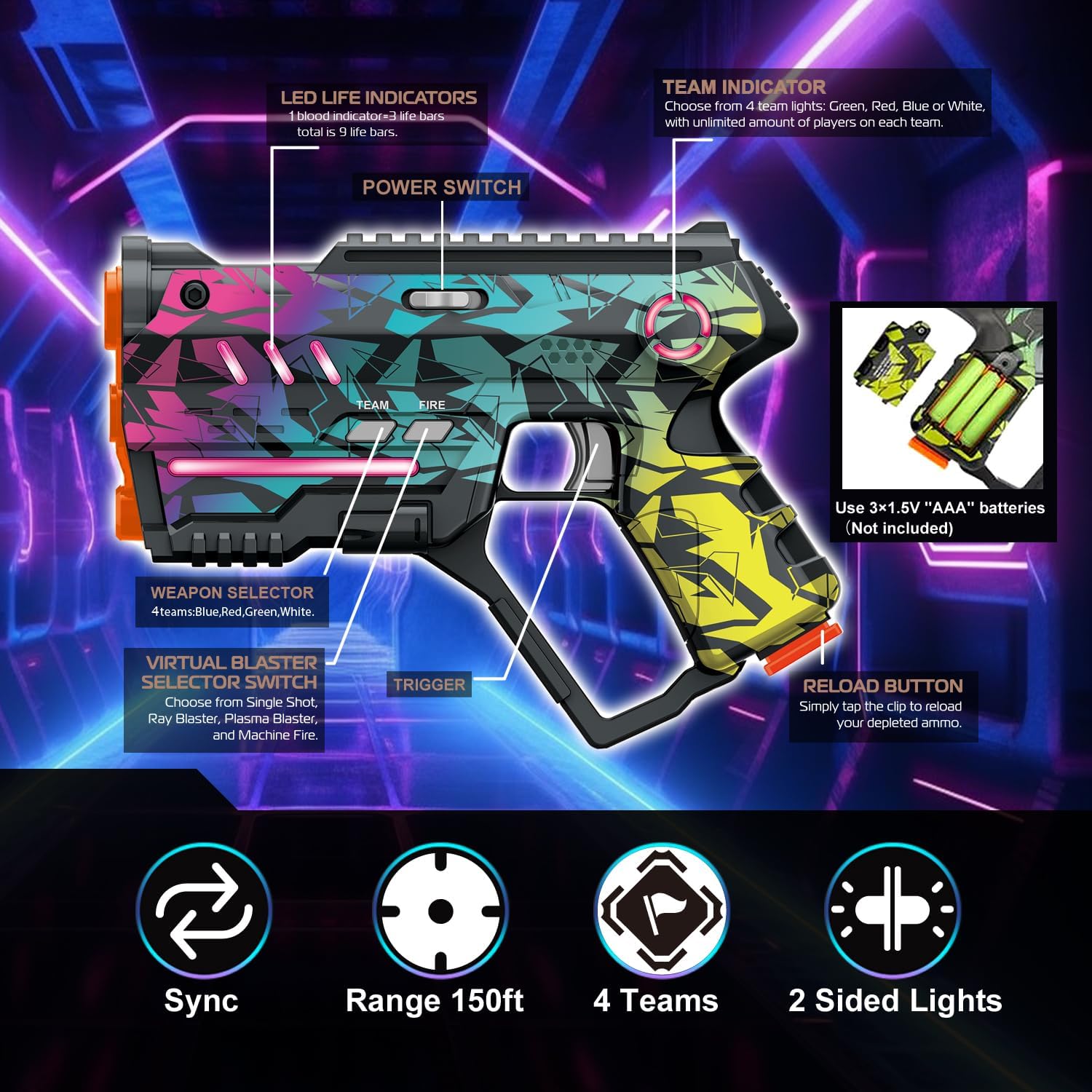 Thumbnail 1 de Laser Tag Set of 2 150ft Range