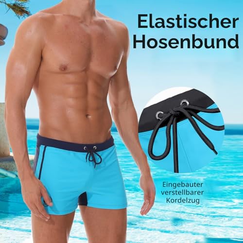Detalle 2 de Arcweg Badehose Herren Eng Kurz mit Tunnelzug – Blau, UV-Schutz, Größe XL (EU)