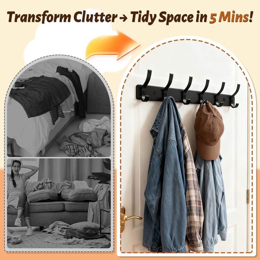 Thumbnail 4 de MIVITOOM 8-Piece Heavy Duty Metal Wall Mounted Coat Hooks