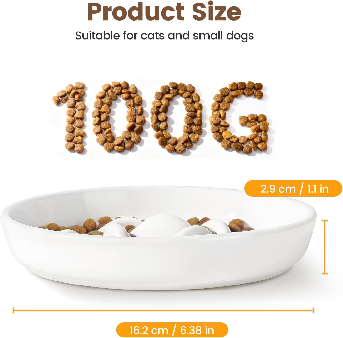 Thumbnail 2 de PETTOM Anti-Schling Napf aus Keramik für Katzen & kleine Hunde (langsames Fressen, Ø16 cm)