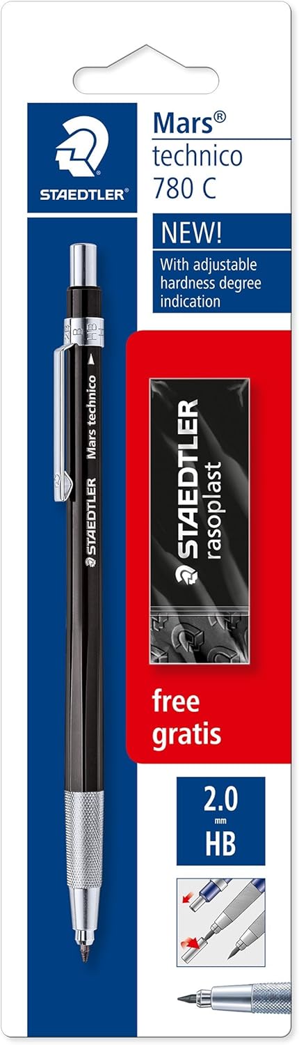 Thumbnail 2 de Staedtler Mars Technico - Portamine 2 mm con temperamine integrato e gomma da cancellare, set completo per disegno e scrittura