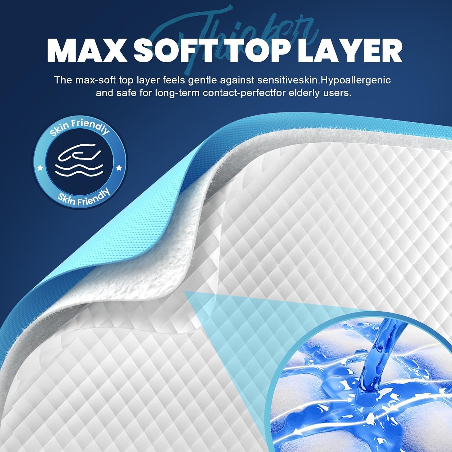 Detalle de MILDPLUS Heavy Duty Underpad 36x36 (50 Count) — Extra Large, Ultra Absorbent Bed Pads