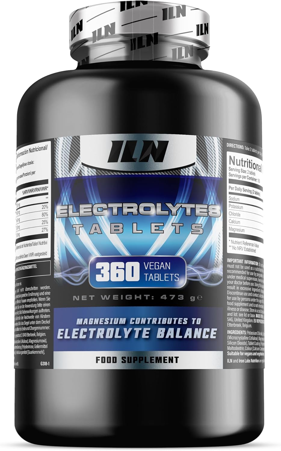 Detalle de Elettroliti senza zucchero Electrolytes compresse Iron Labs Nutrition 360 (Complex 1500 mg) vegano e keto friendly