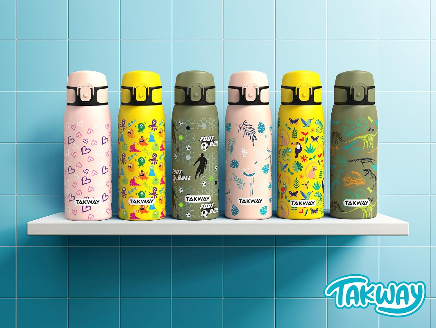 Thumbnail 6 de TAKWAY Edelstahl Trinkflasche Kinder 550ml Flamingo – auslaufsicher, isoliert und kohlensäuregeeignet