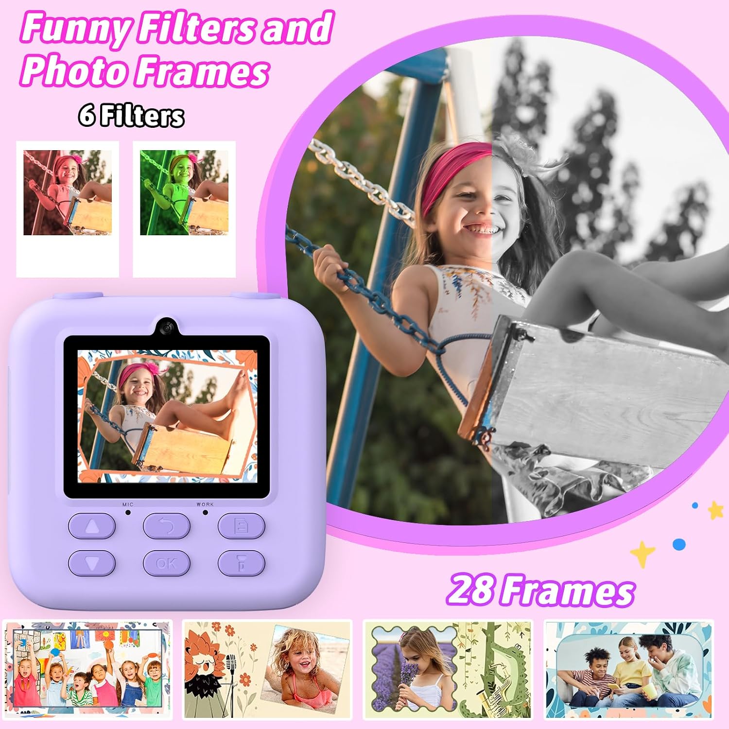 Thumbnail 4 de Cimizi P79 Kids Instant Print Camera, Dual-Lens 1080p Video, 2.4-Inch LCD