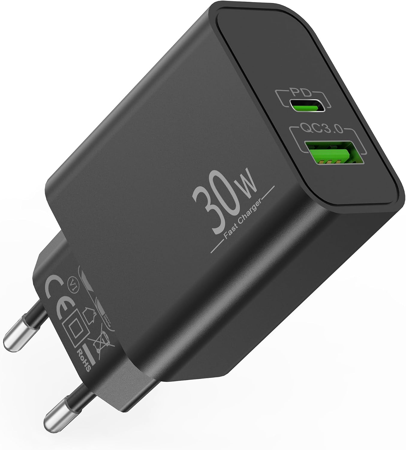Detalle de Cargador 30W USB C 2 puertos carga rápida