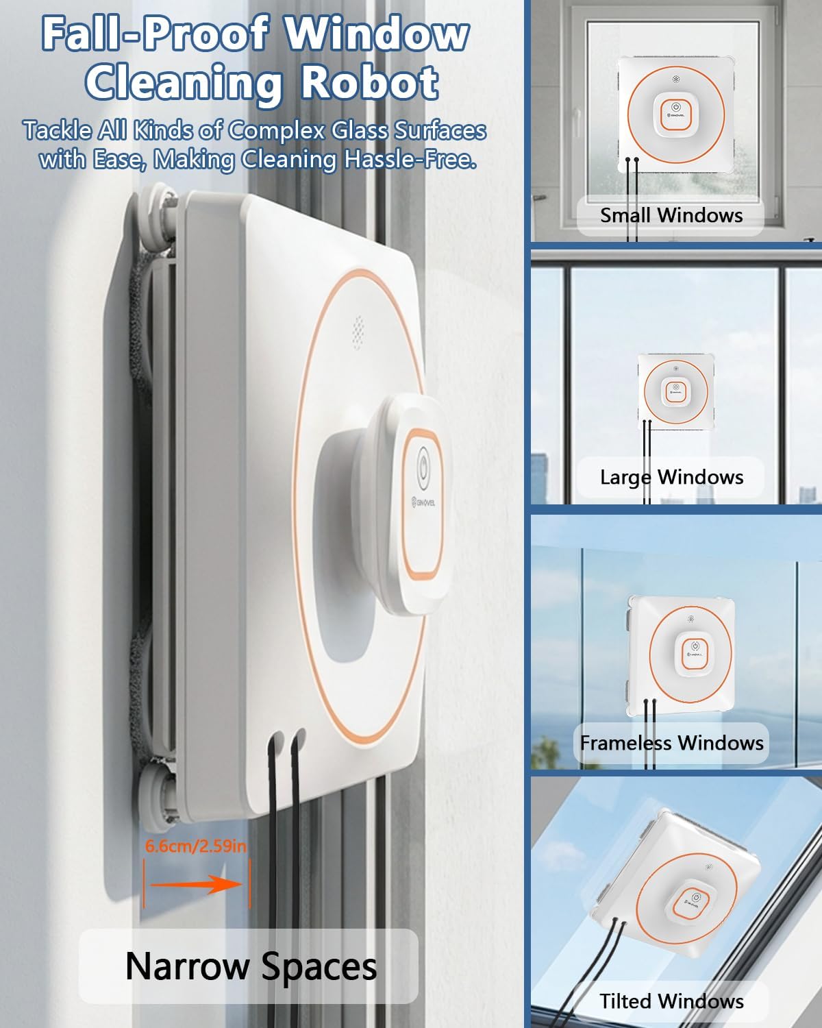 Thumbnail 5 de GNOVEL Window Cleaning Robot with 8000Pa suction and remote control