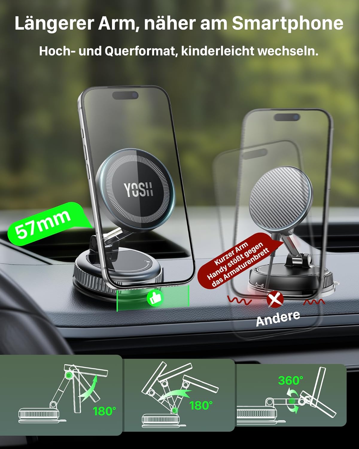 Thumbnail 4 de YOSH MagSafe Autohalterung 15W Ladefunktion