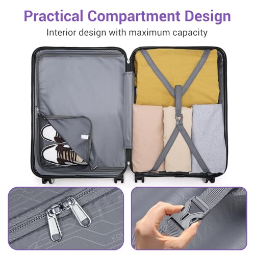 Thumbnail 5 de Kono Medium Suitcase with TSA Lock: 24-Inch Lightweight ABS+PC Hardshell