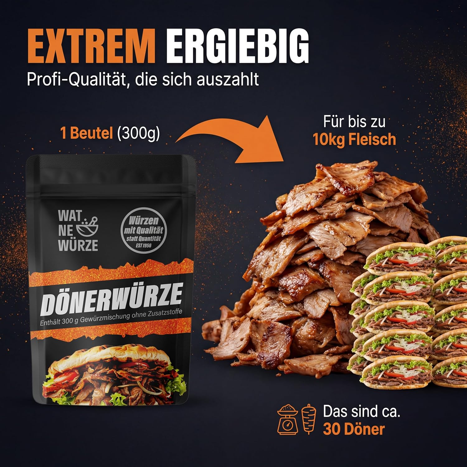 Thumbnail 6 de WAT NE WÜRZE Döner Gewürz (Dönergewürzmischung) 300 g – für Backpapier-Döner, Kebab & Lahmacun