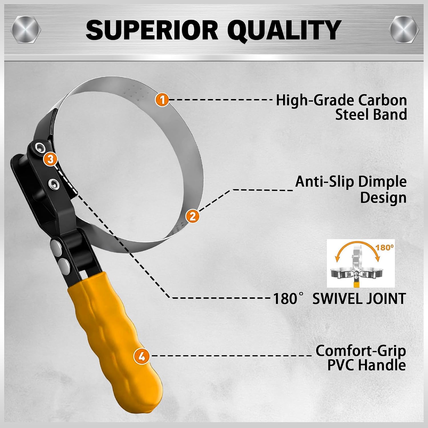 Detalle de ELEAD ED70016 9-Piece Oil Filter Wrench Set with Swivel Heads and Pliers