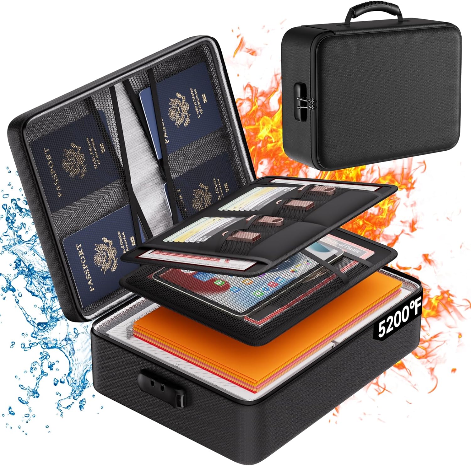 Detalle de DocSafe DS0089 5200°F Fireproof Document Organizer with Lock, 8 Layers