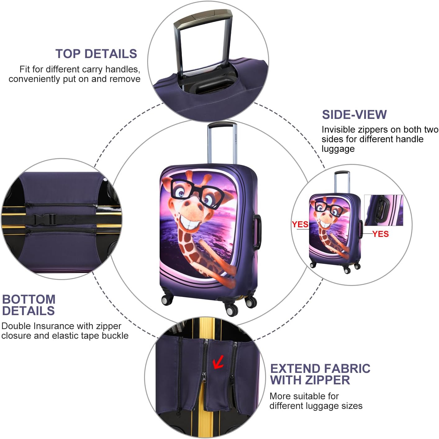 Detalle de 7-Mi Black Suitcase Protective Trolley Case Cover (18"-30")