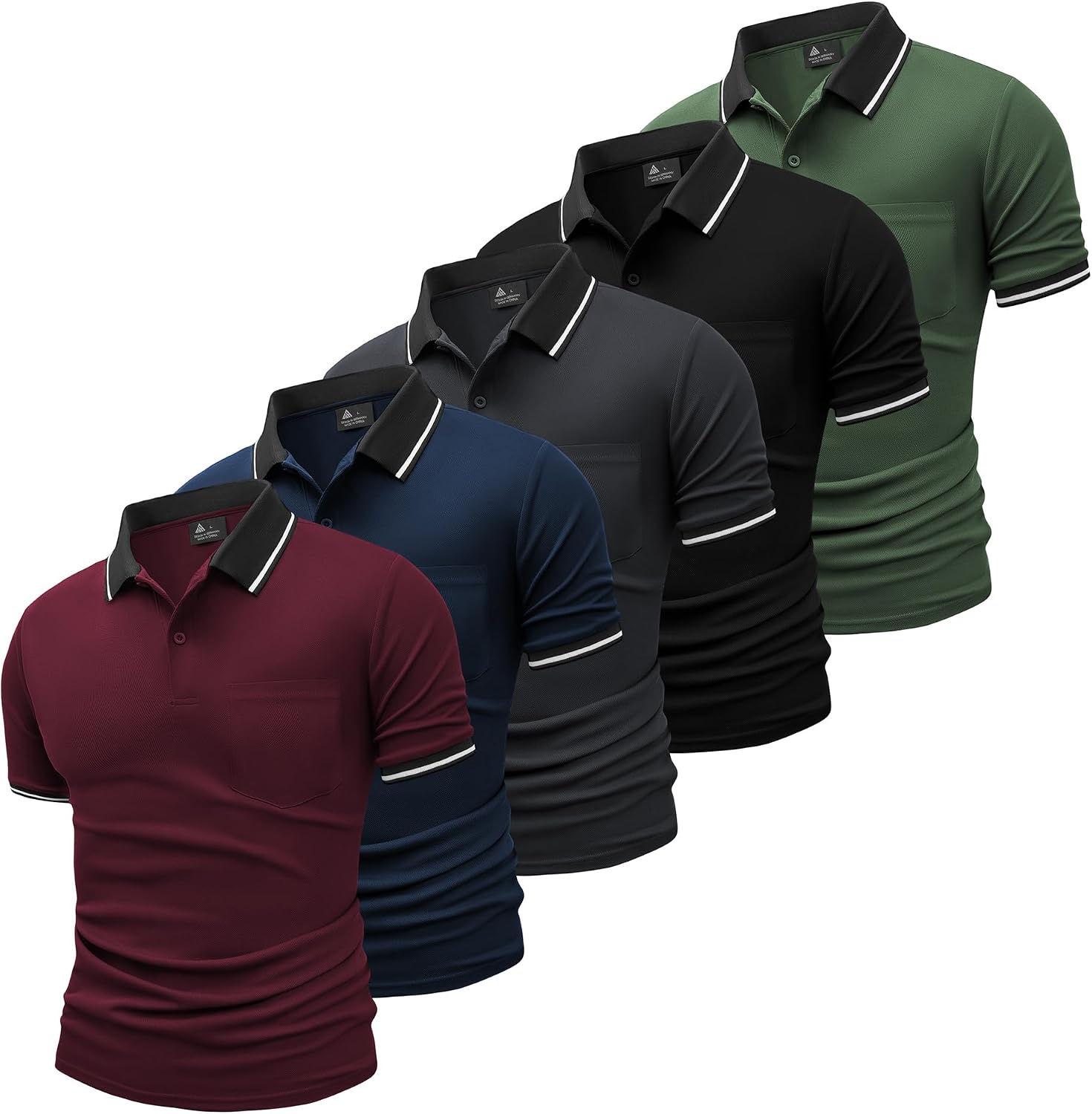 Detalle de SwissWell 5-pack herenpolo’s met korte mouwen, lichtgewicht en ademend