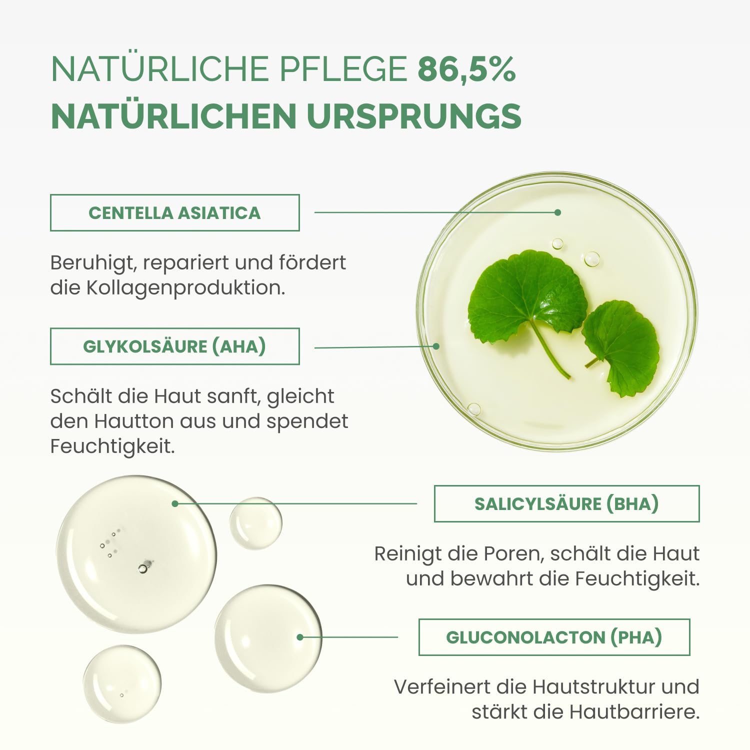 Detalle 2 de PLANTIFIQUE Korean Peeling Pads (60 Stück) mit Glycolsäure, Niacinamid, CICA & Multi-Acid-Komplex
