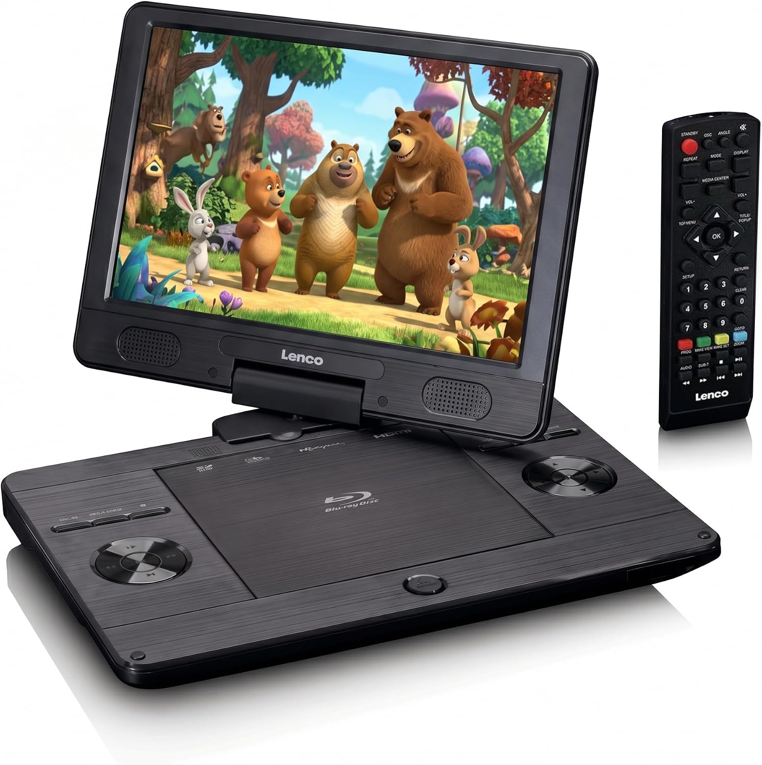 Lenco BRP-1150 lettore Blu-Ray portatile con schermo TFT girevole da 11,5" e batteria integrata