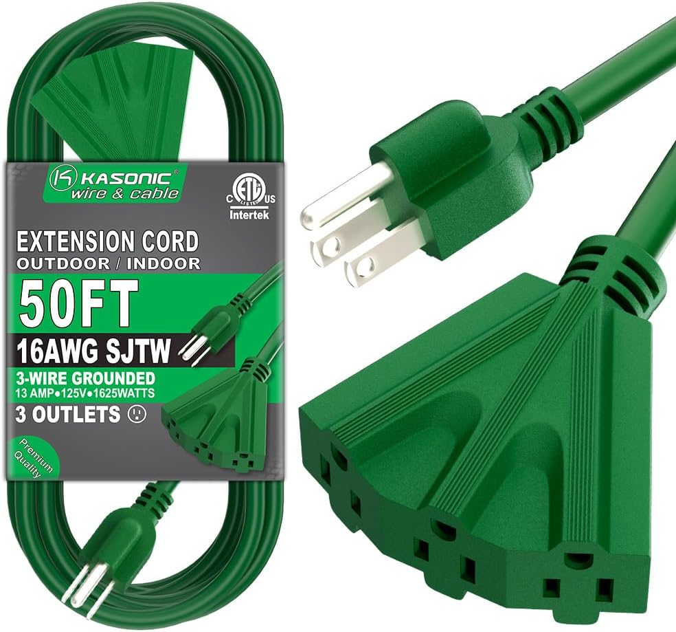 Detalle de K KASONIC FL-115B 50 ft Extension Cord, 3 Outlets, Grounded 16/3 SJTW