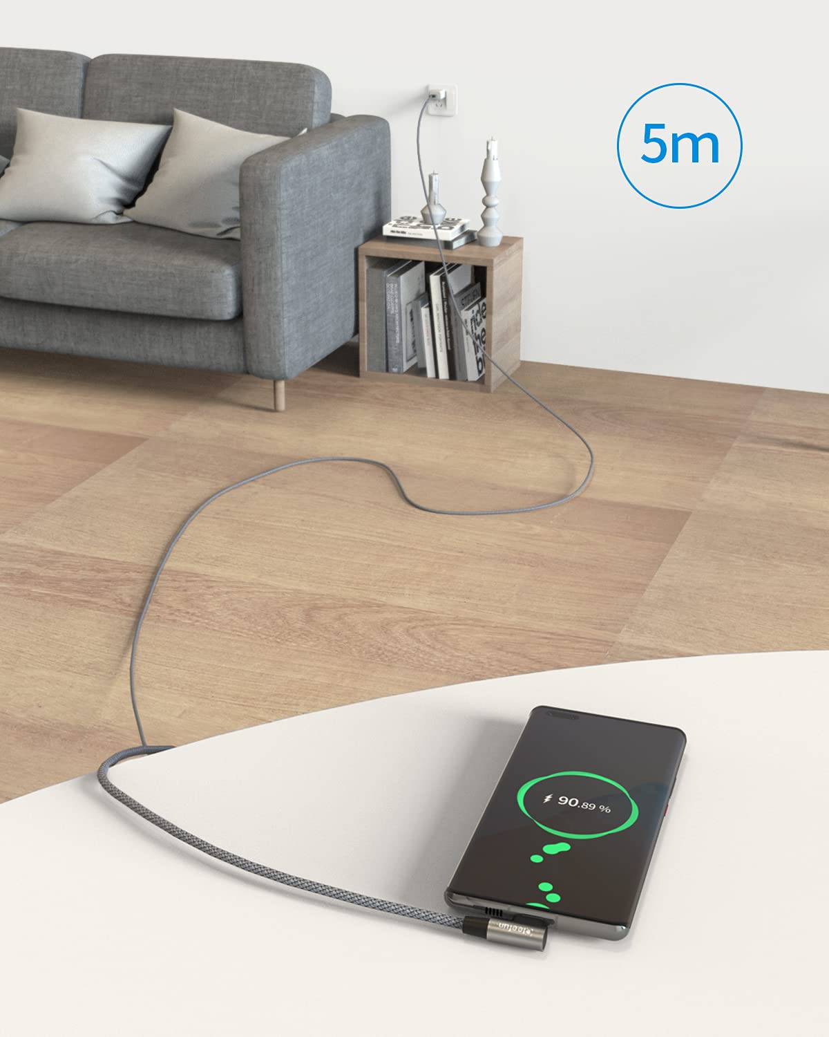 Detalle de CLEEFUN Right Angle USB C Cable 5m
