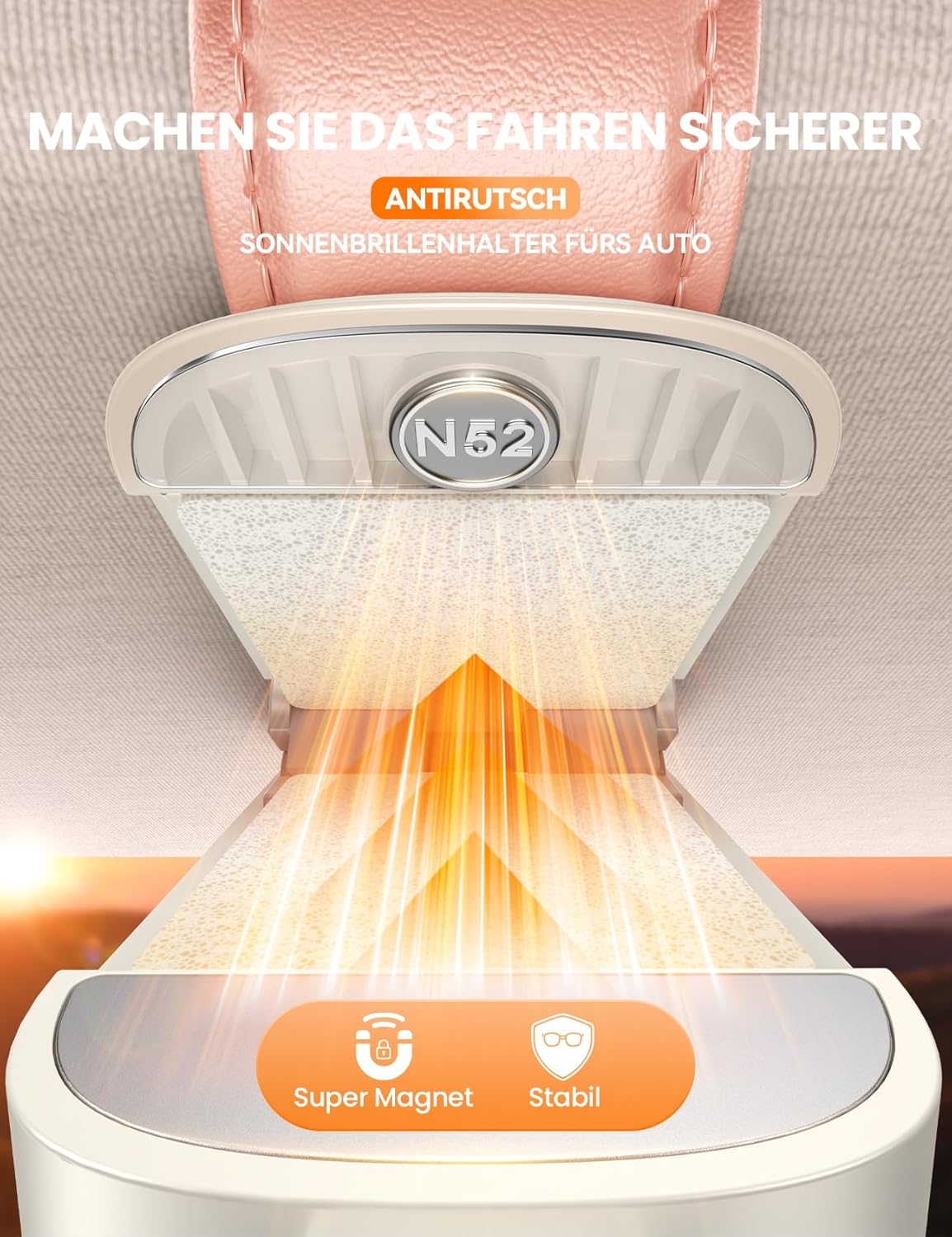 Thumbnail 3 de JOYROOM Brillenhalter für die Auto-Sonnenblende (magnetisch, Leder-Optik) – universell, rosa