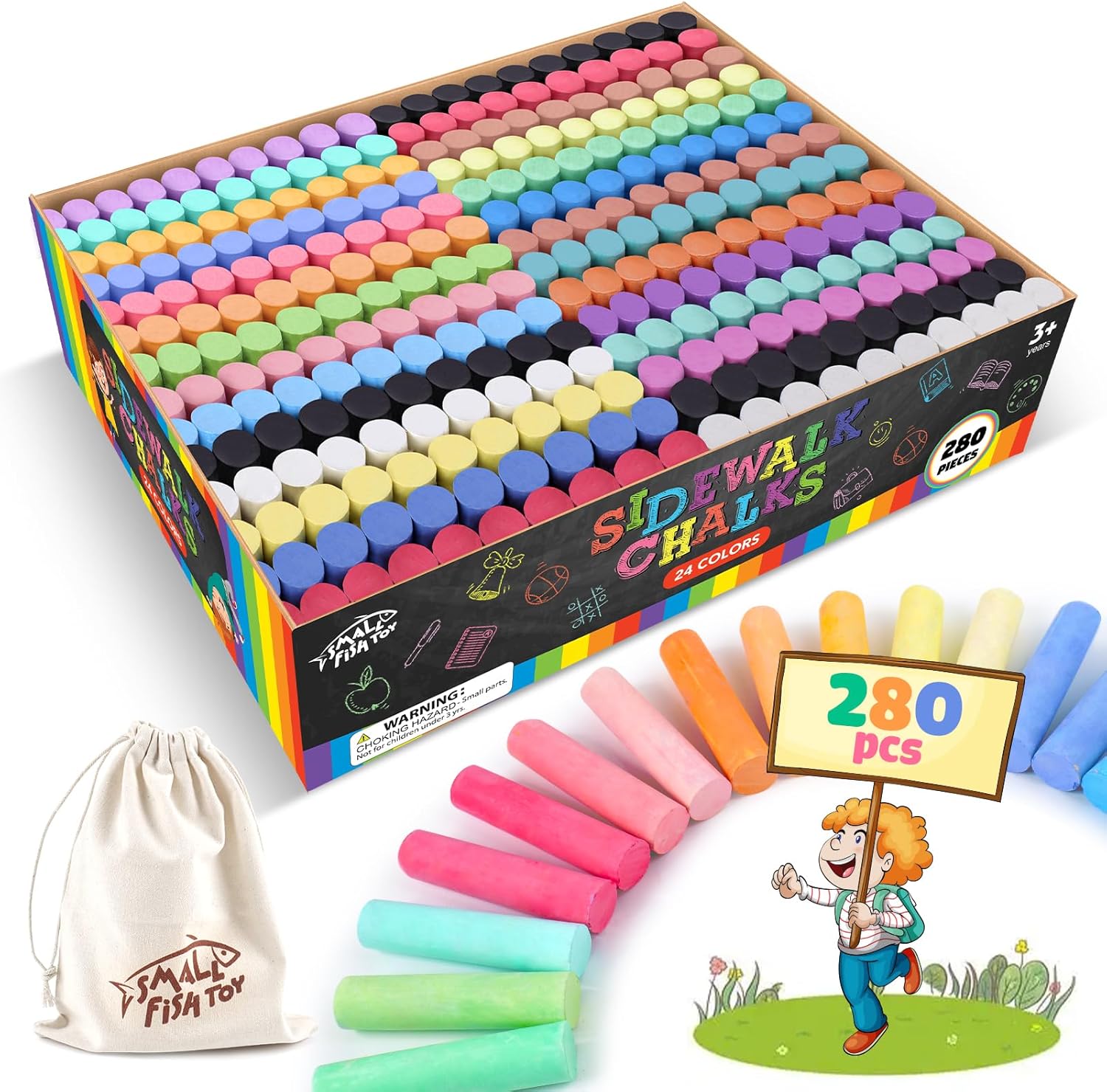 Detalle de 280-Count Sidewalk Chalk Set in 24 Colors (Washable, Jumbo)