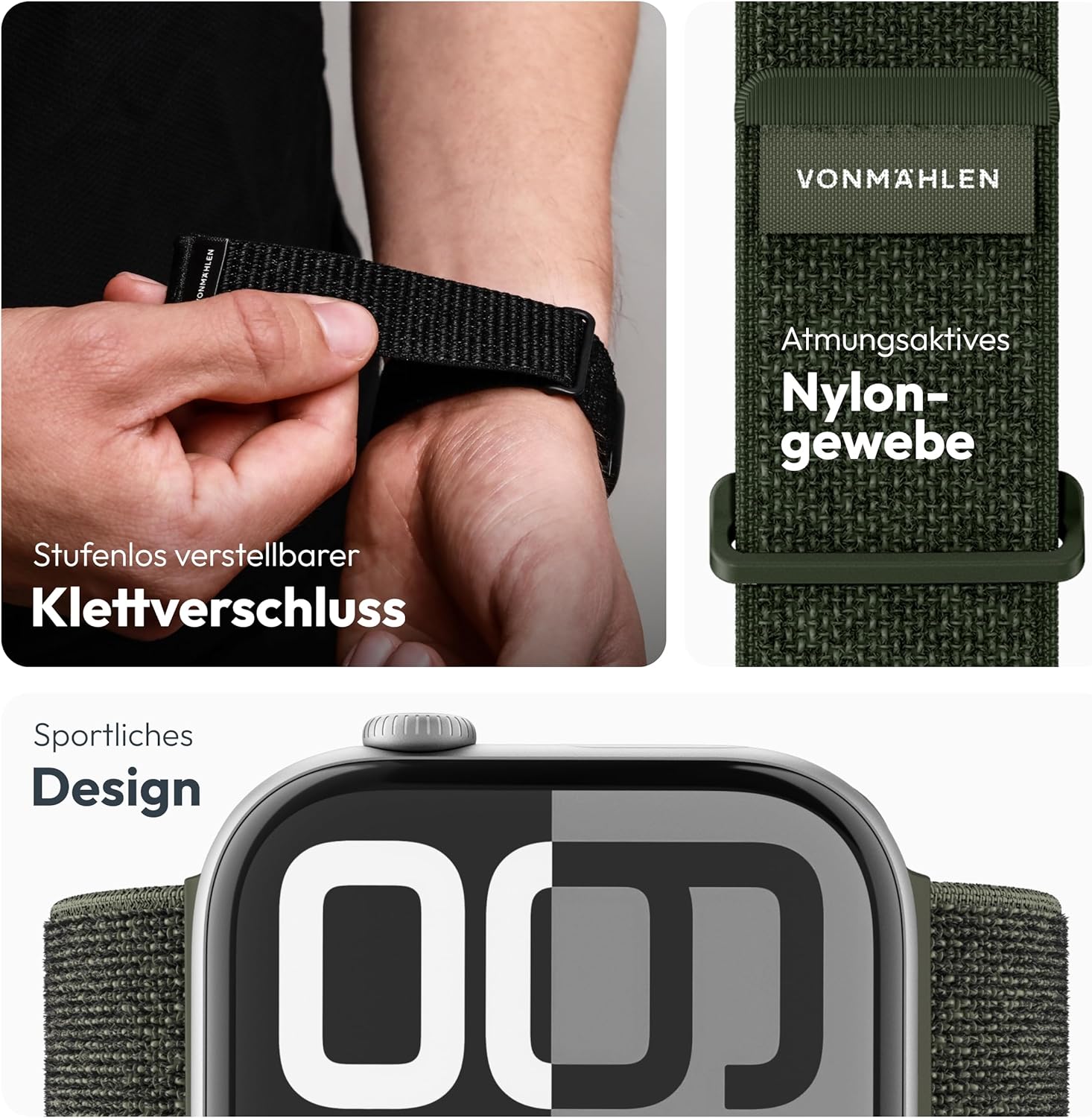 Thumbnail 2 de VONMÄHLEN Fitness Loop 2 Sportarmband für Apple Watch – robustes Nylongewebe, stufenlos verstellbar