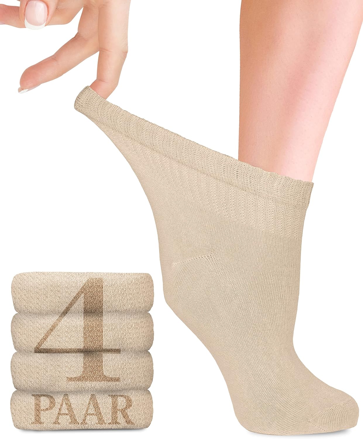 Detalle de Fiera Besa Diabetikersocken für Damen – Komfortbund, ohne Gummibund und mit nahtloser Zehe