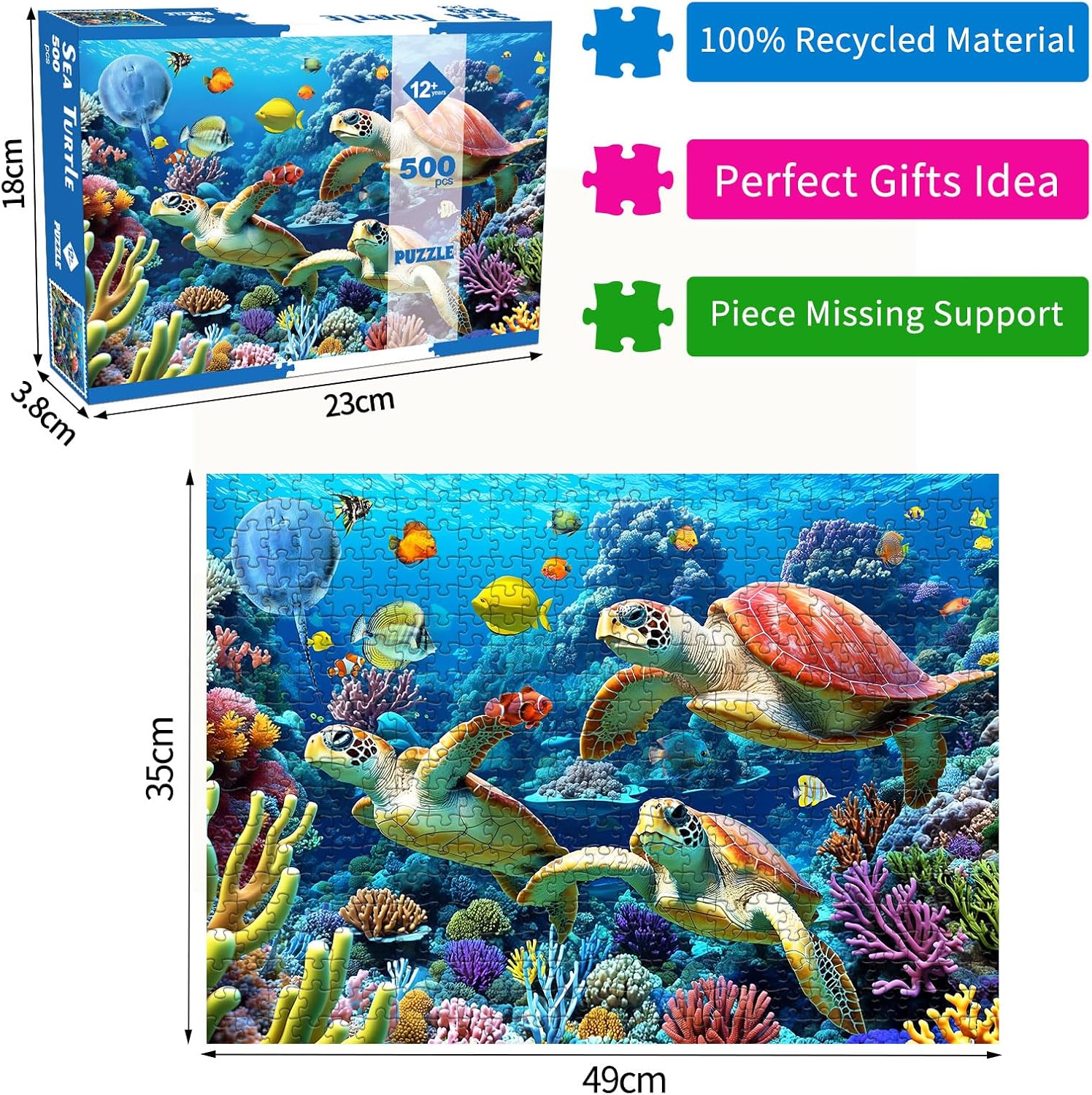 Thumbnail 4 de Jigsaw Puzzles 500 Pieces Sea Turtle Puzzle