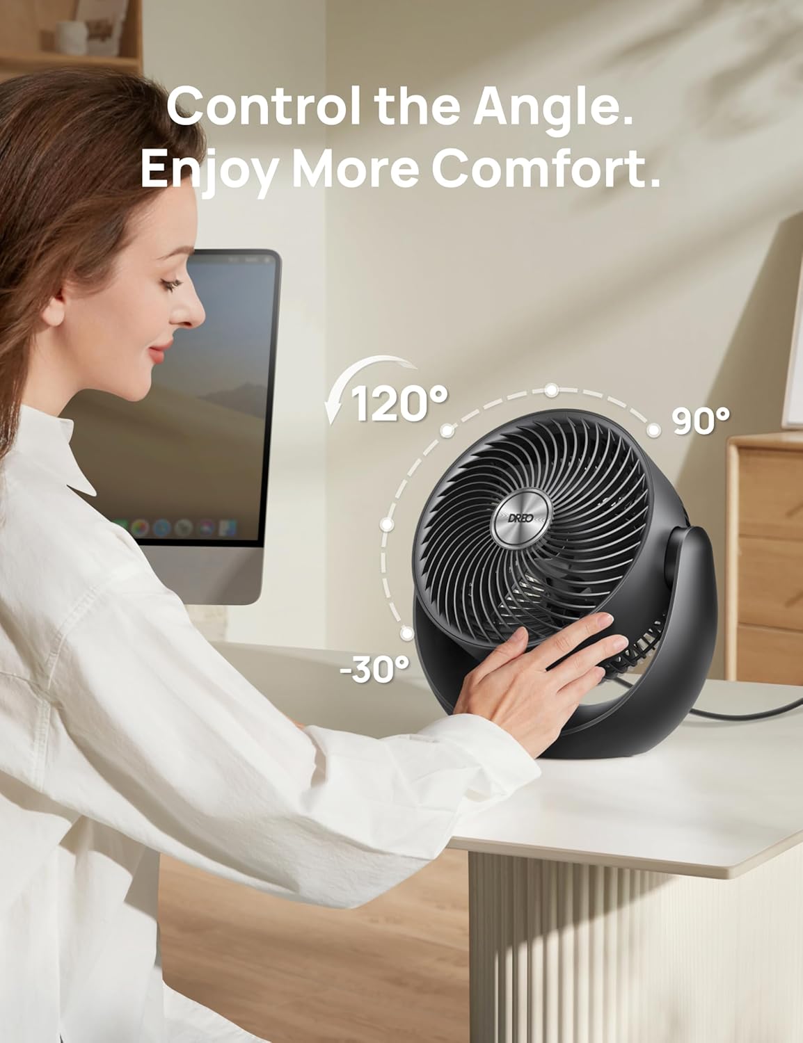 Thumbnail 5 de Dreo Fan for Bedroom Table Air Circulator (11-Inch) — TurboSilent Low-Noise Desk Fan with 3 Speeds and Adjustable Tilt