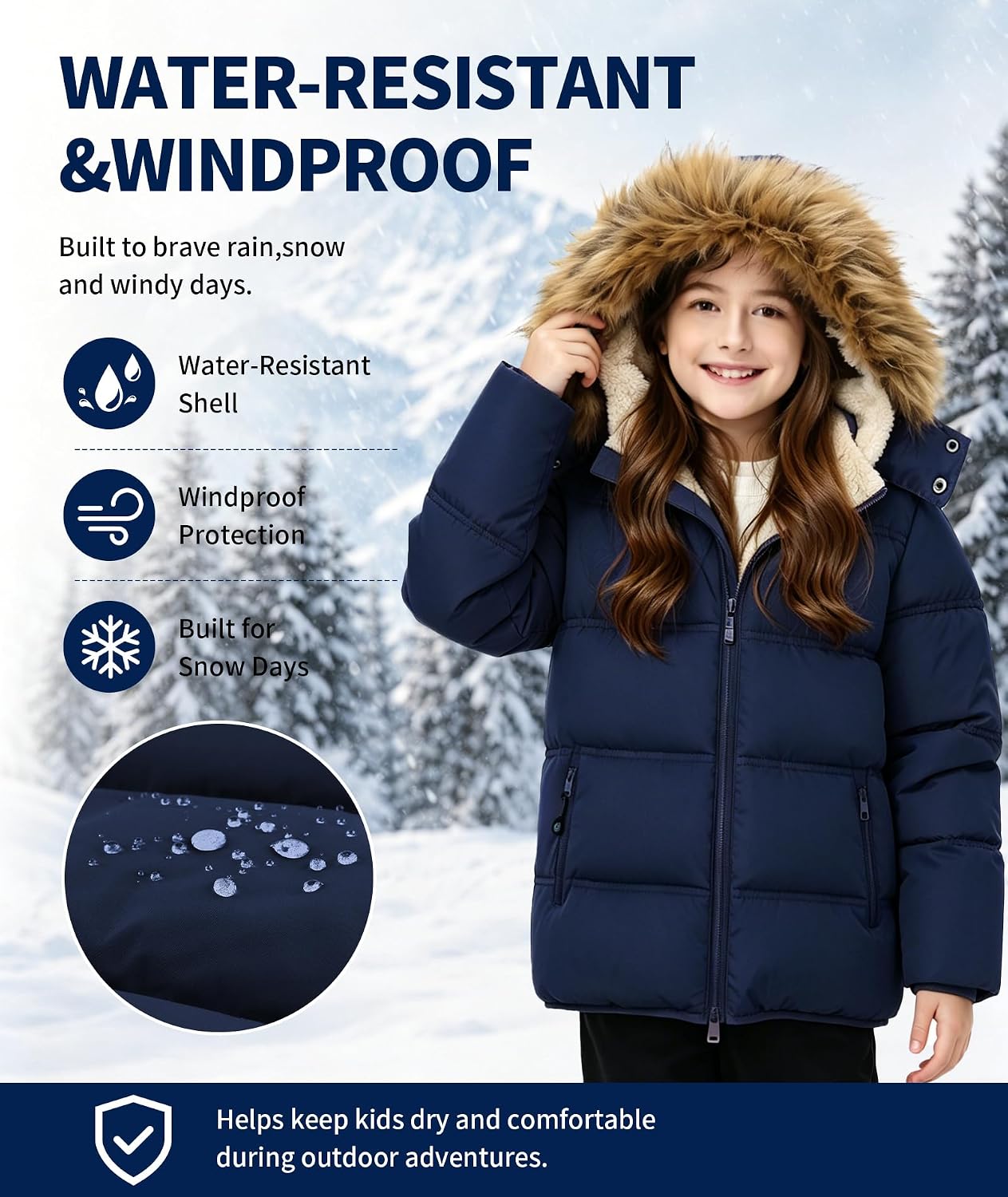 Detalle de GEEK LIGHTING Kids' Puffer Jacket with Sherpa Lining