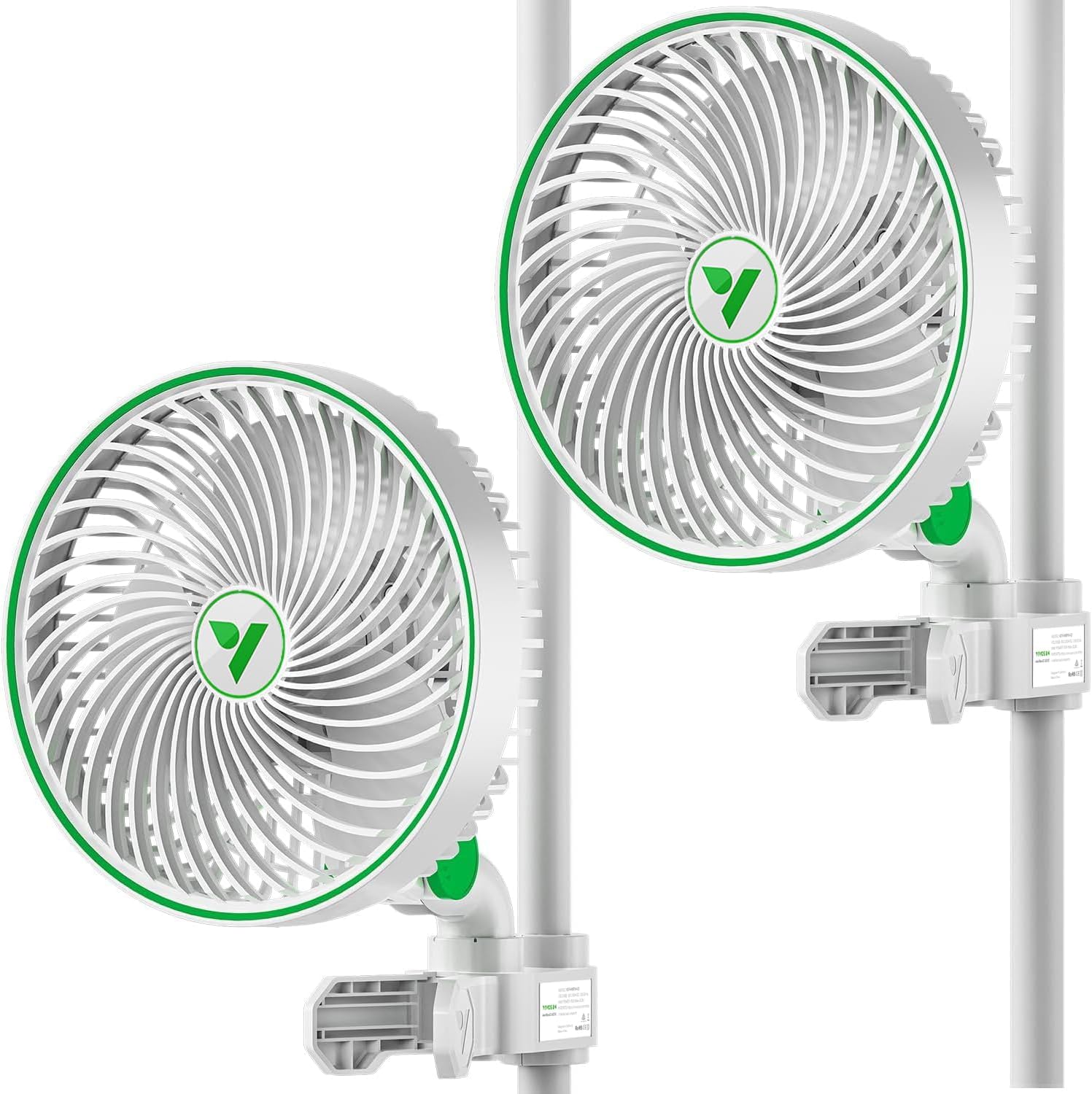 VIVOSUN Kit da 2 ventilatori clip smart AeroWave E6 Gen2 da 6” (EC, WiFi/app, IP54) per grow tent e idroponica