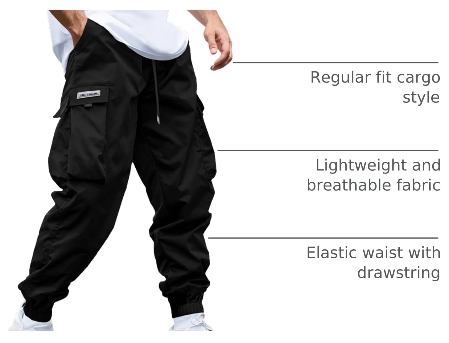 Thumbnail 3 de JEMLDL Men’s Cargo Joggers Pants with Elastic Waist & Drawstring