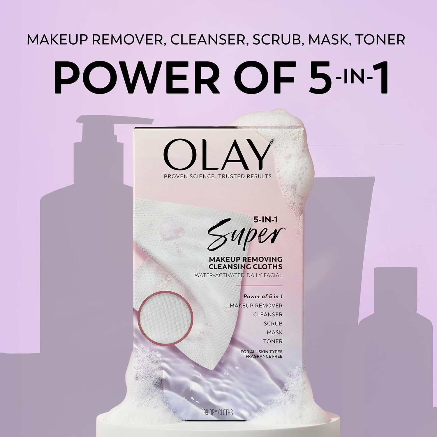 Detalle de Olay P_16906 Daily Facial Cleansing Cloths, Fragrance-Free, Water-Activated, 99 Count