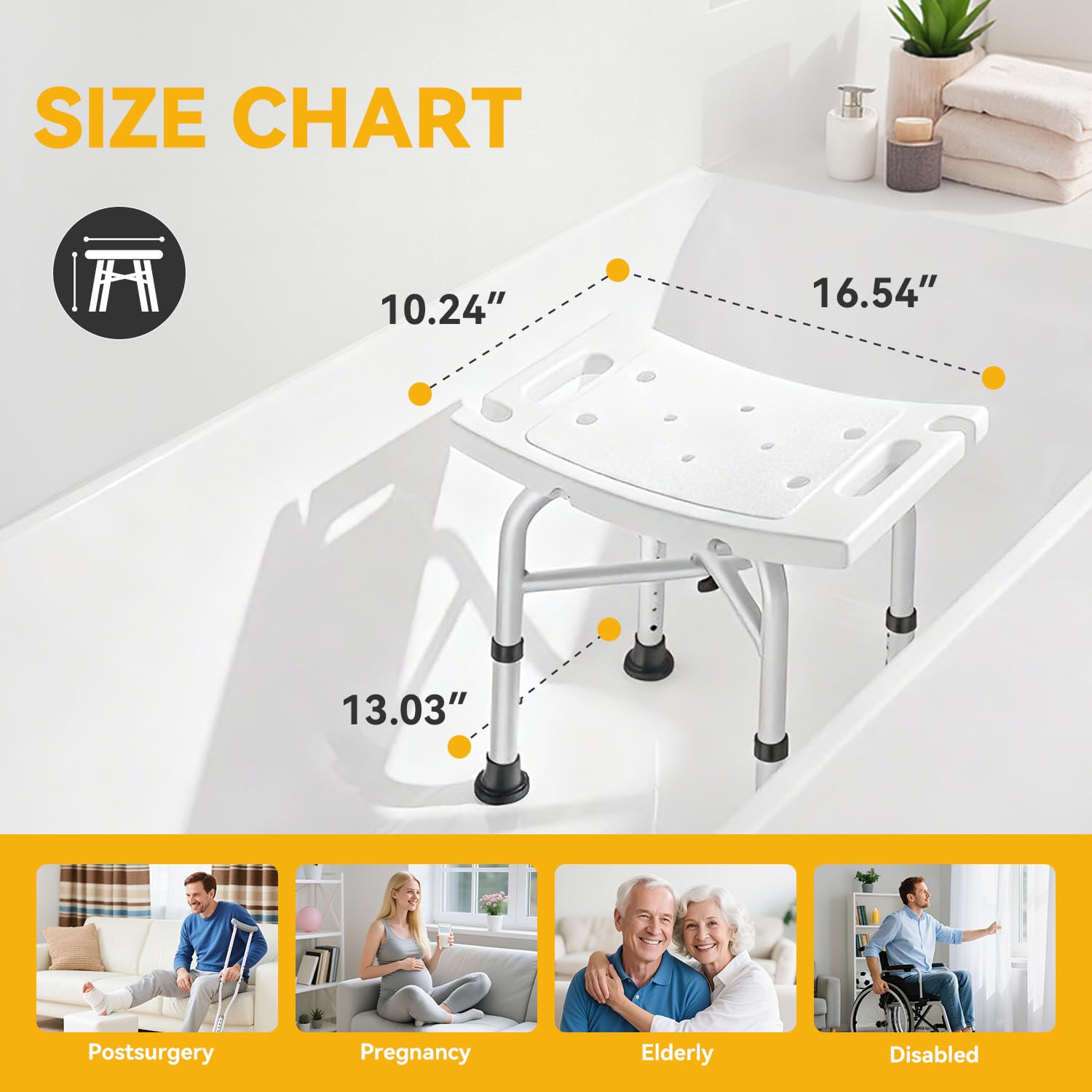 Detalle de Hiqufet Shower Chair 500 lb Capacity