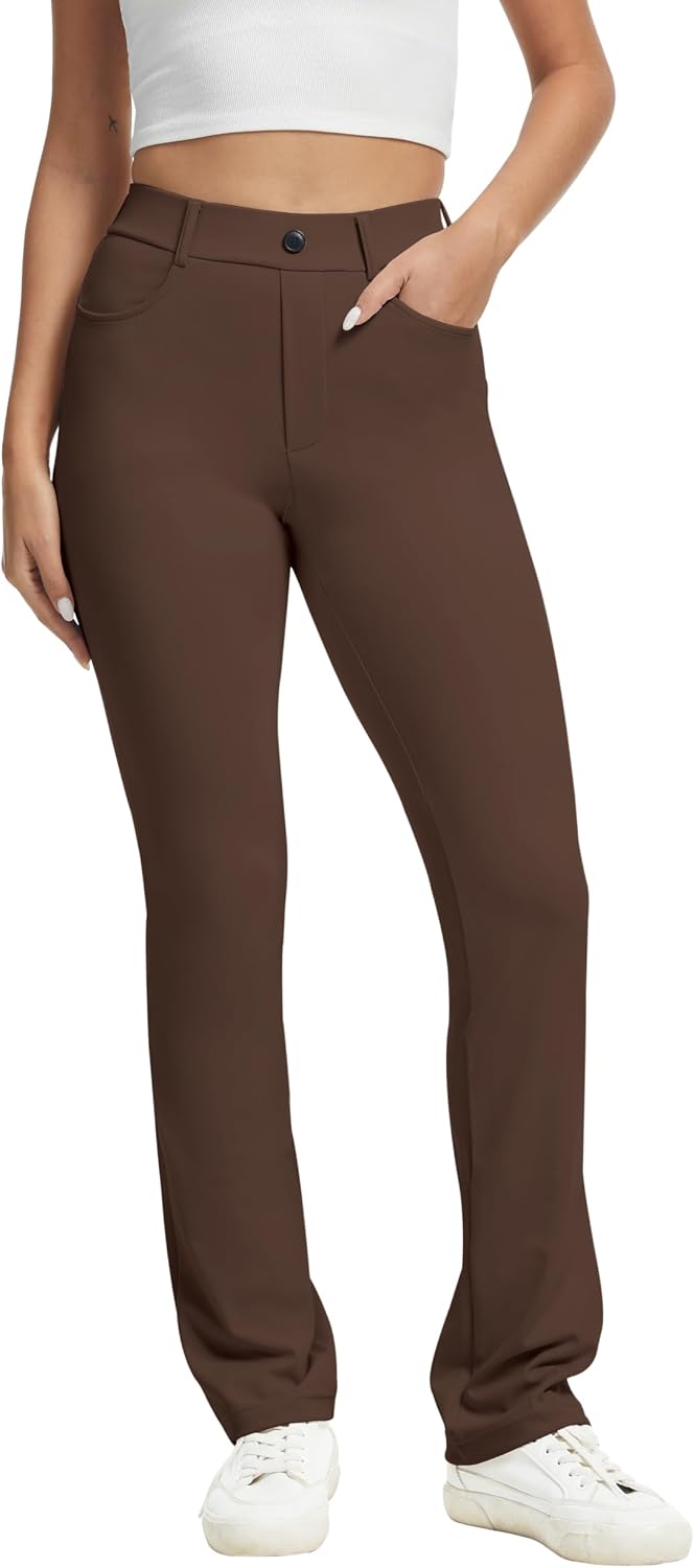 Detalle 2 de VIMPEP Women’s Stretchy Yoga Dress Pants High Rise Straight Leg with Pockets
