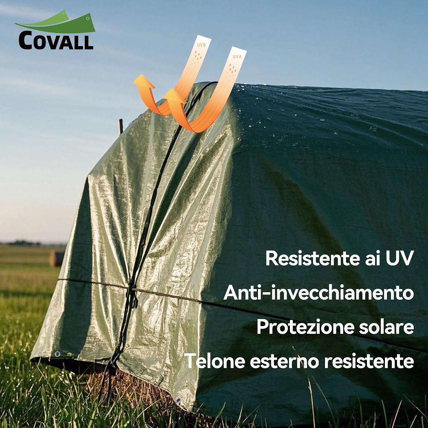 Thumbnail 6 de COVALL Telo Impermeabile 115 g/m² 6x8m Verde – affidabile per esterni