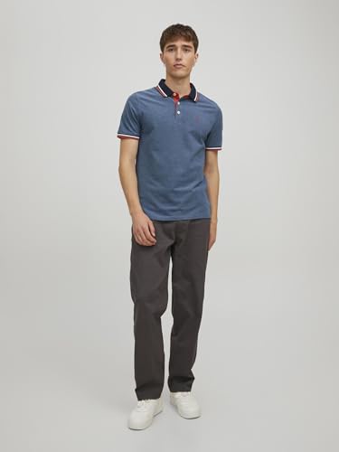 Detalle de JACK & JONES Jjepaulos Polo SS Noos Homme – Polo en Denim Bleu, taille M