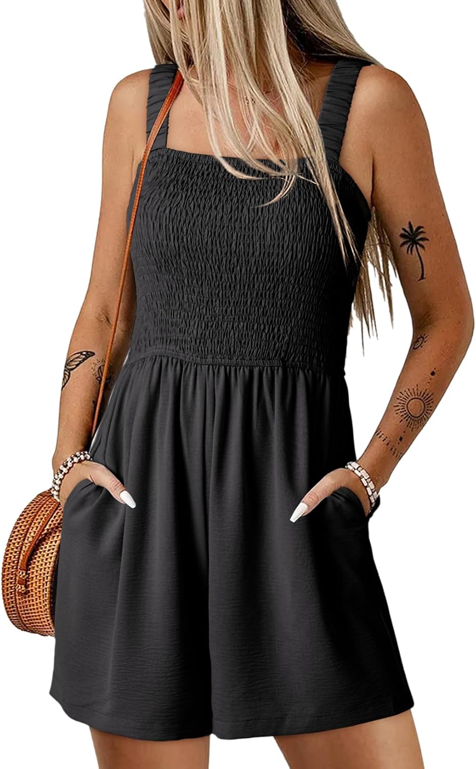 Thumbnail 6 de Dokotoo Women's Summer Casual Smocked Rompers Jumpsuit – Square Neck, Sleeveless, Loose Fit