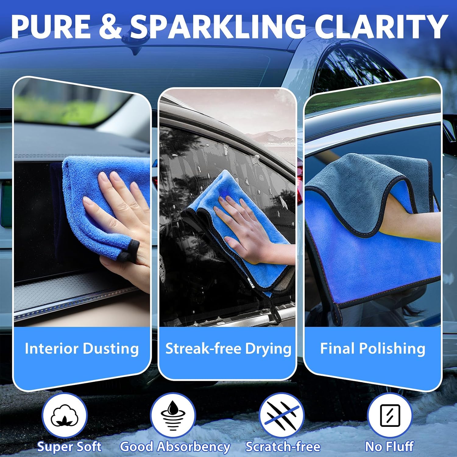 Thumbnail 4 de KEYAYE 10 Pcs Car Washing Kit with 3x Microfibre Cloths, 2 Wash Mitts and 5 Detailing Brushes – A Practical, Gentle Care Set