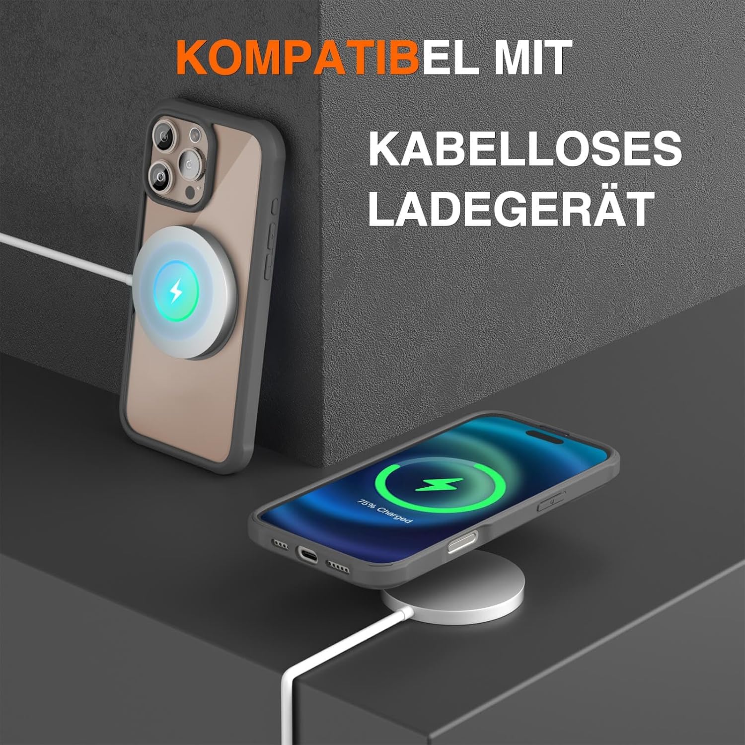 Thumbnail 4 de Leedia 360° Schutzhülle für iPhone 16 Pro Max (6,9") mit integriertem Displayschutz + 2× Kameraschutz – Grau