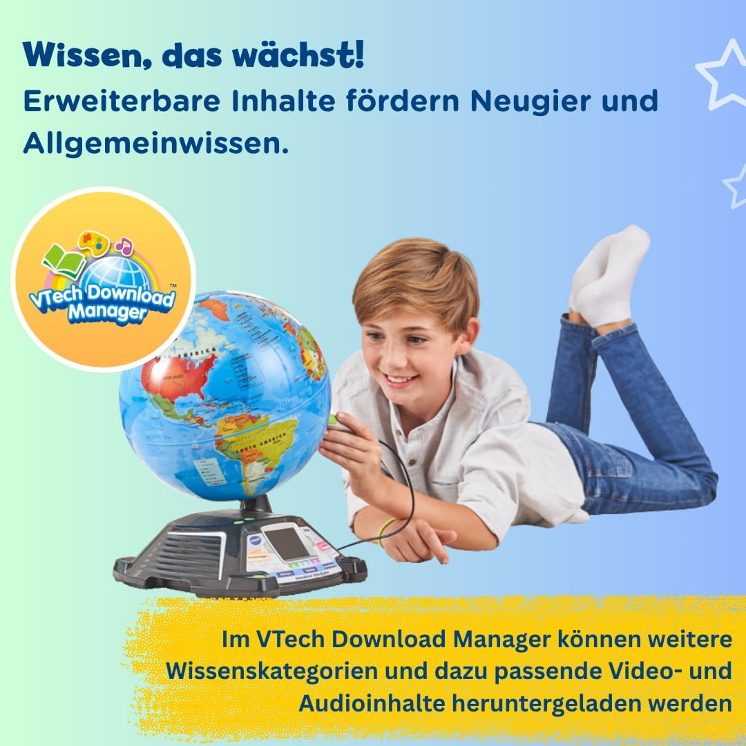 Detalle de VTech Interaktiver Videoglobus – Weltkugel mit Bildschirm und Lerninhalten (deutsche Version) für Kinder ab 7 Jahren
