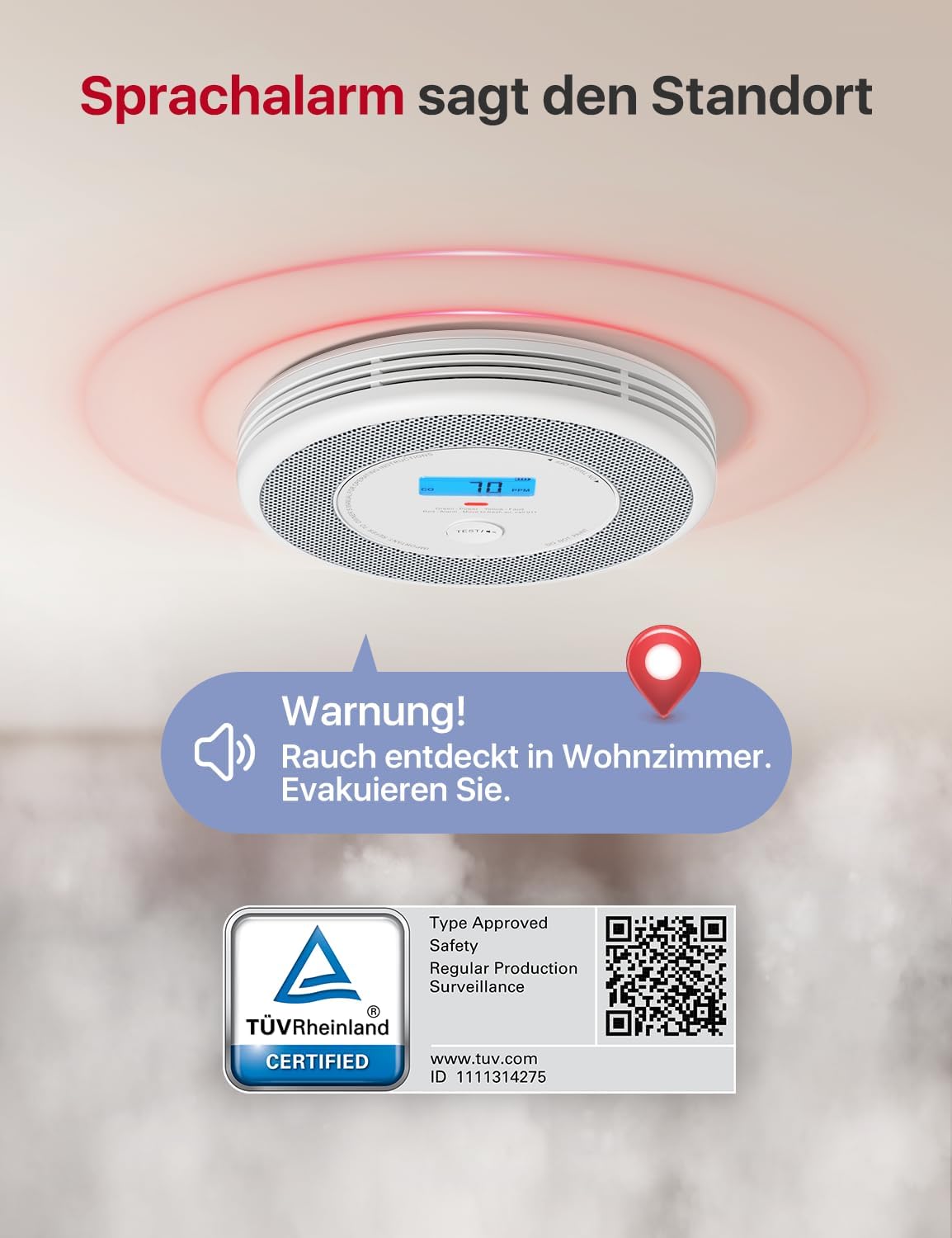 Thumbnail 1 de X-Sense XP0A-iR Rauch- und CO‑Melder mit WLAN 🏠