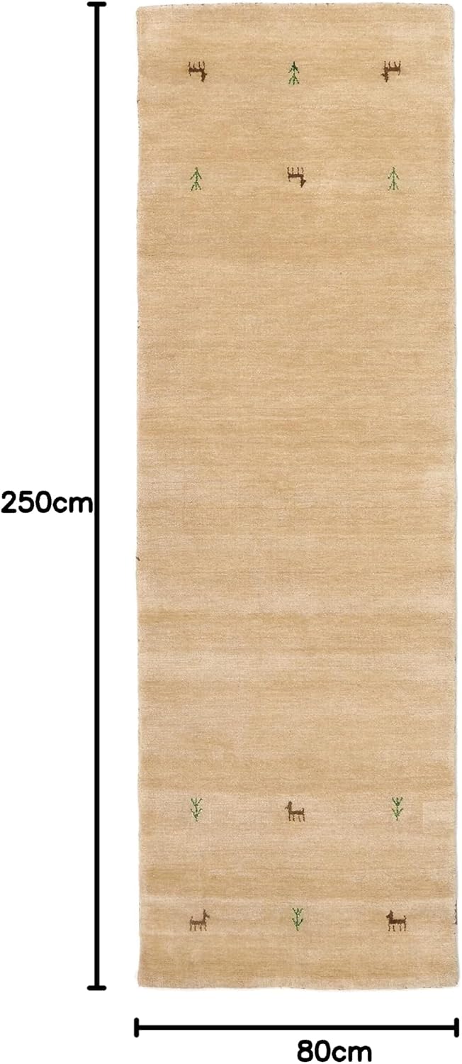 Detalle 2 de RugVista Gabbeh Two Lines Rug, 80 x 250 cm, Beige, Wool and Cotton