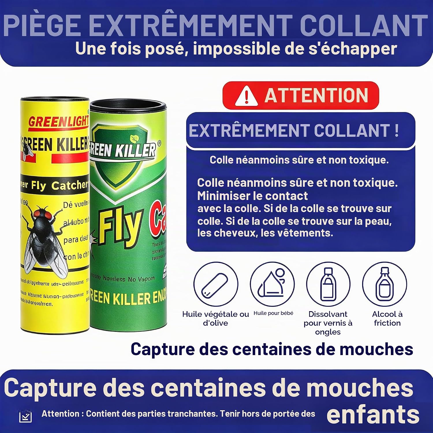 Thumbnail 6 de COMPOLICY Fliegenfänger Klebestreifen Grün: dubbelzijdige vliegenvangers, 20 stuks